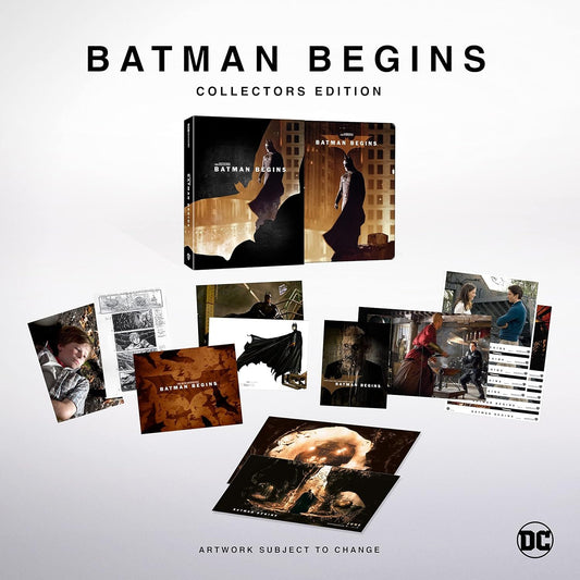 Promotional image for the "Christian Bale Ultimate Collector's Edition" featuring the Blu-ray case, alongside various stills from the movie and additional artwork, with a note "artwork subject to change.
