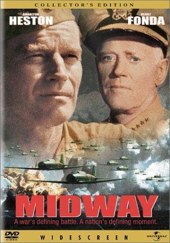 DVD cover of the movie "Midway (Collector's Edition)," featuring Charlton Heston and Henry Fonda as military officers, with battle scenes of ships and aircraft in the background. This is the Collector's Edition by Format: DVD.