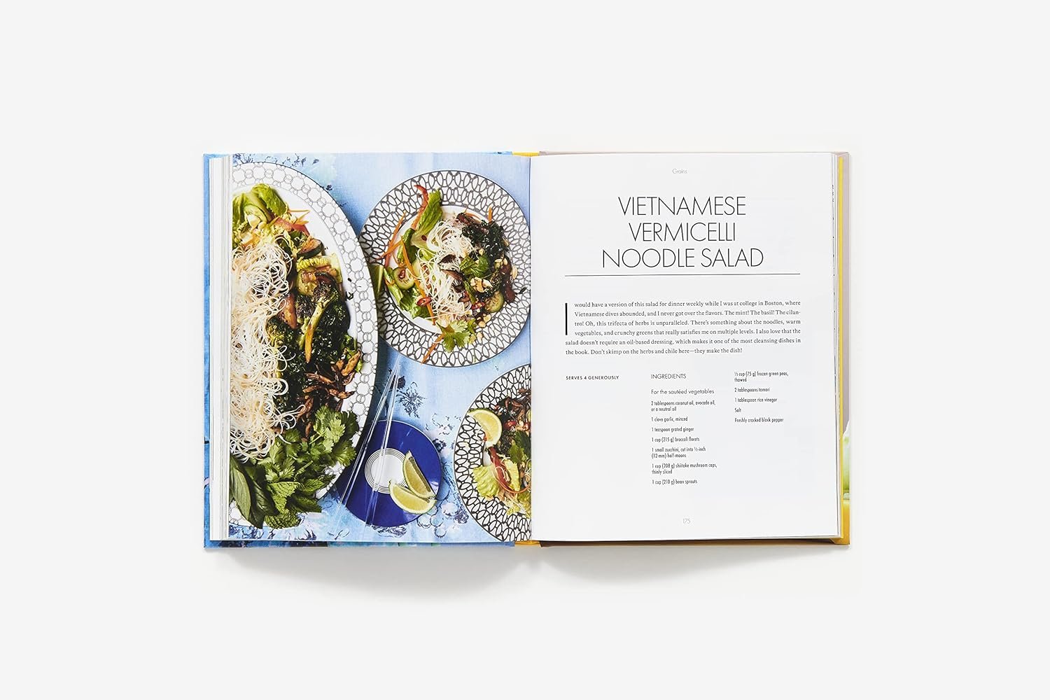 a cookbook with a picture of a plate of food
