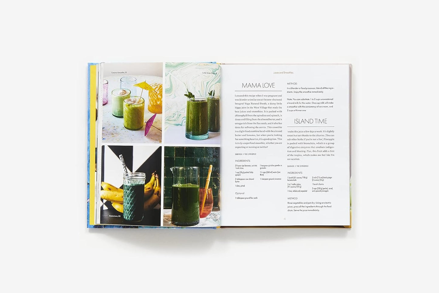 a cookbook with pictures of green smoothies
