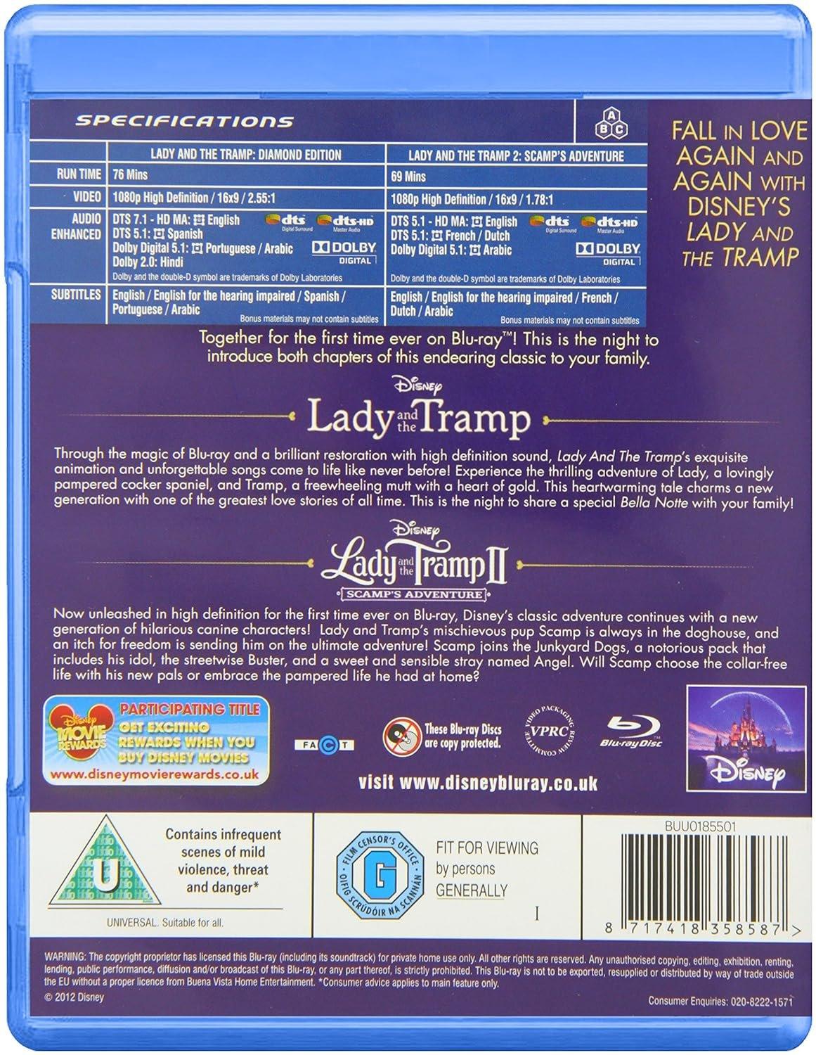 Lady and the Tramp 1 and 2 [Blu-ray, Region Free, Worldwide] - ZXASQW Funny Name. Free Shipping.