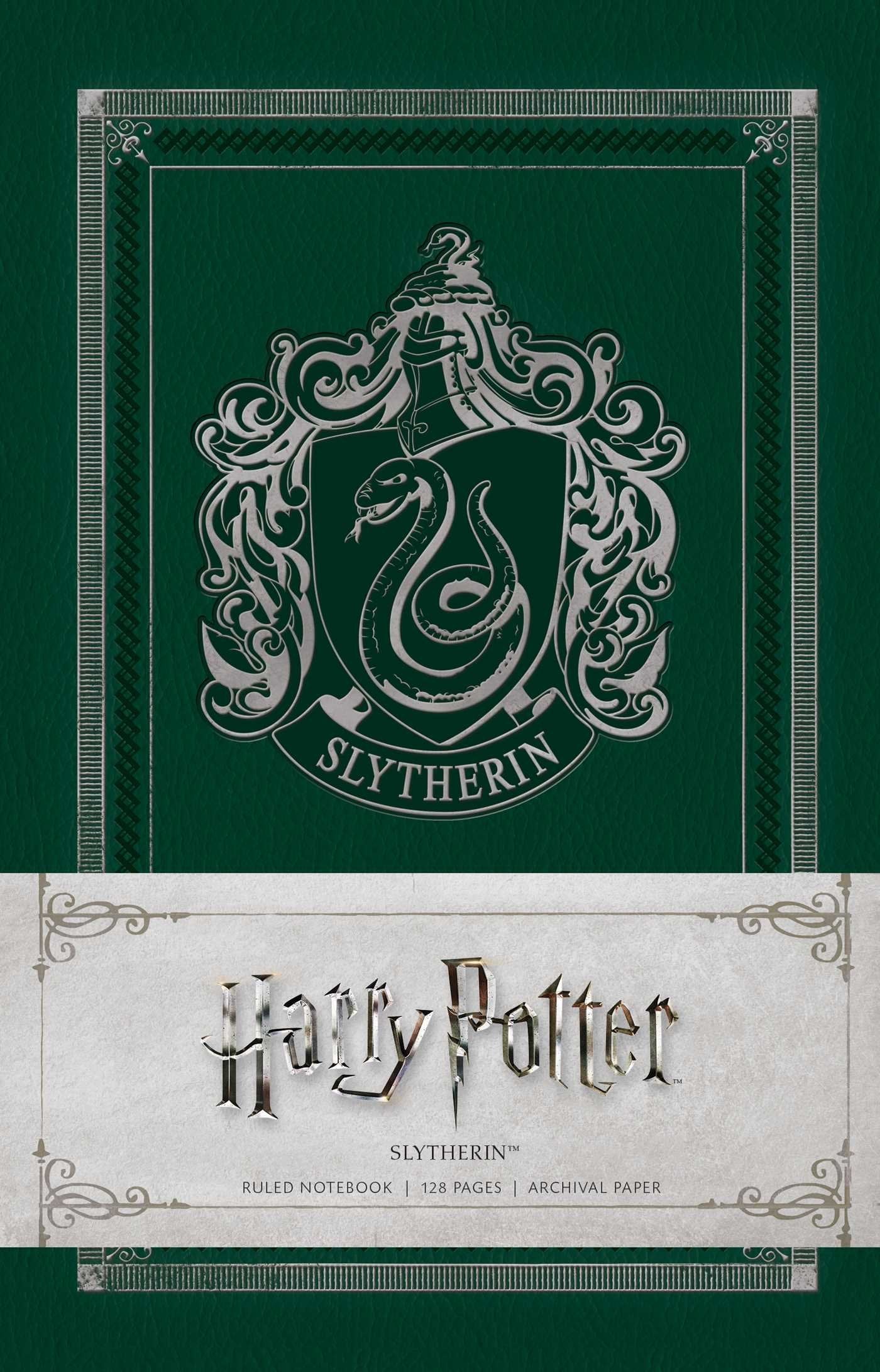 Unleash your inner Slytherin with the Harry Potter: Slytherin Ruled Notebook! This elegantly designed journal, featuring the iconic Slytherin crest, is perfect for jotting down spells, secrets, or sinister plans. With lined pages and top-notch craftsmanship, it's a must-have for any Harry Potter fan.