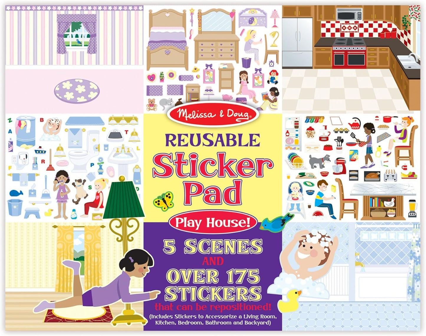 Melissa & Doug Reusable Sticker Pad Set: Play House - 175+ Reusable Stickers
