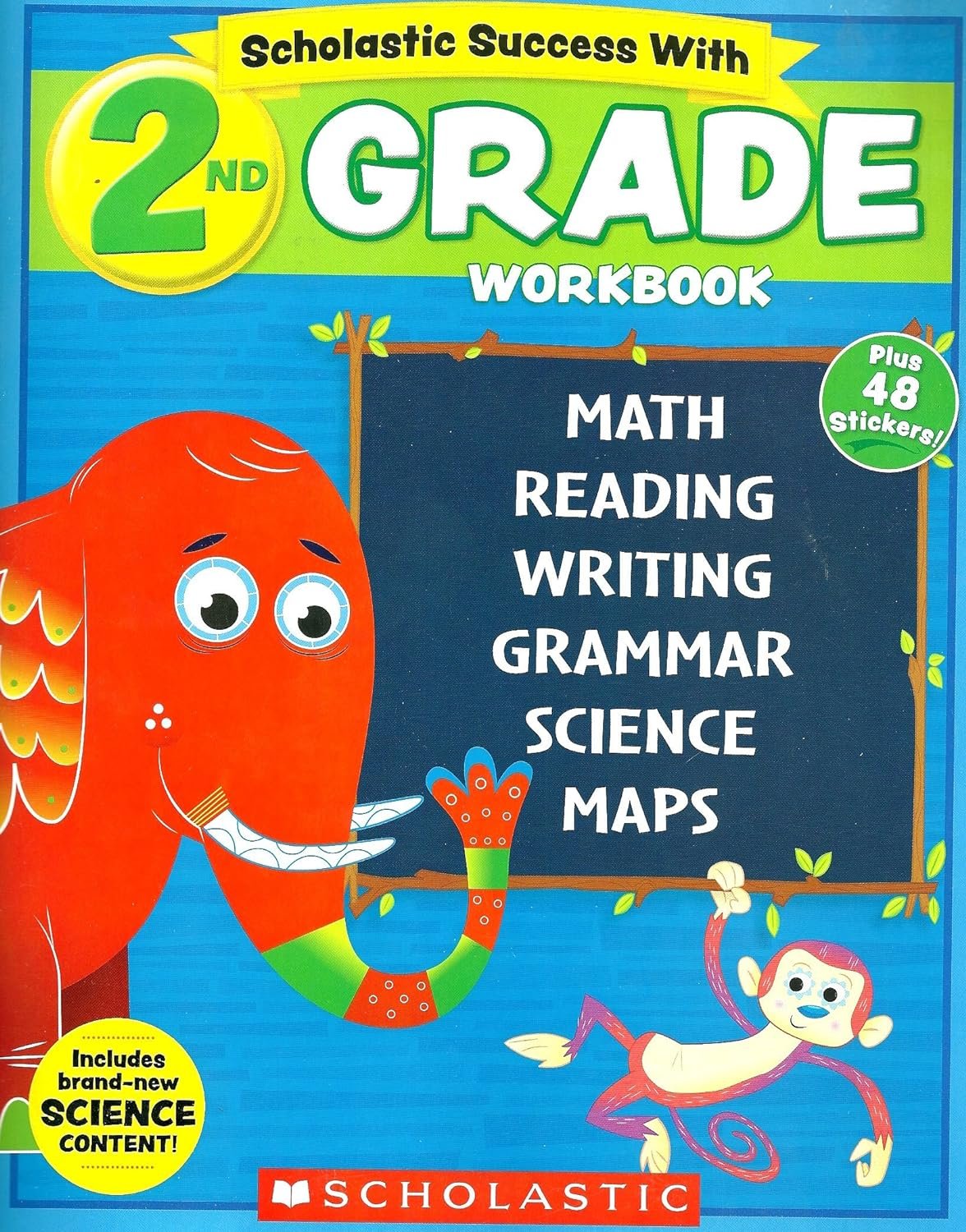 NEW 2018 Edition Scholastic - 2nd Grade Workbook with Motivational Stickers