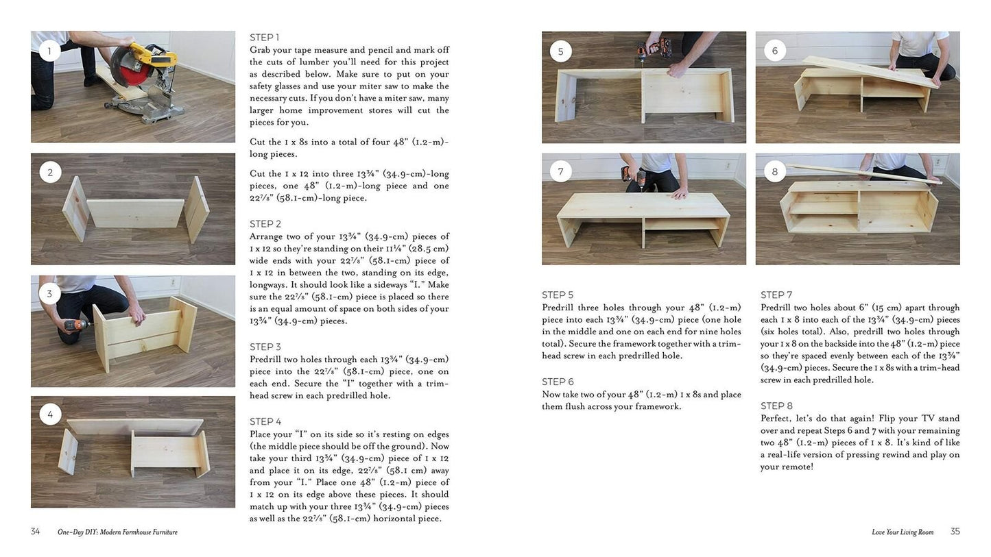 One-Day DIY: Modern Farmhouse Furniture: Beautiful Handmade Tables, Seating a...